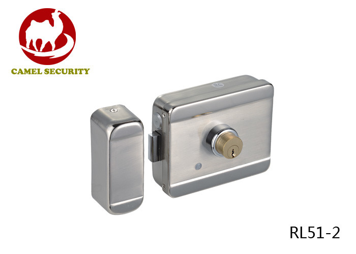 Nickel Plate Electric Rim Door Lock , Magnetic Bolt Lock With Keys RL51-2
